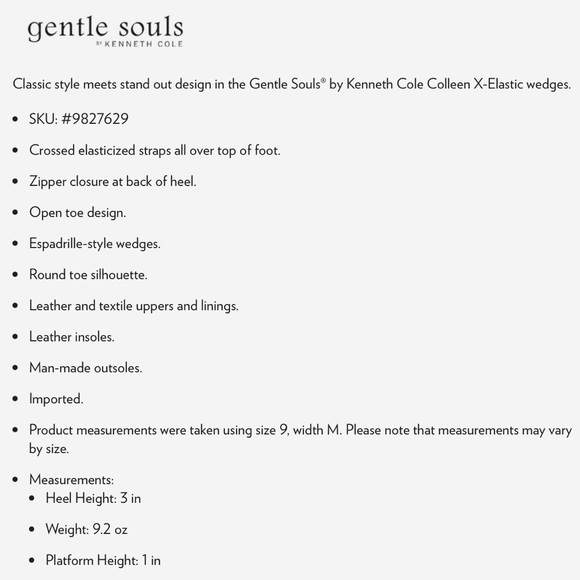 NIB Gentle Souls by Kenneth Cole Colleen X Elastic Espadrille Suede Wedge Sandal - Picture 10 of 14